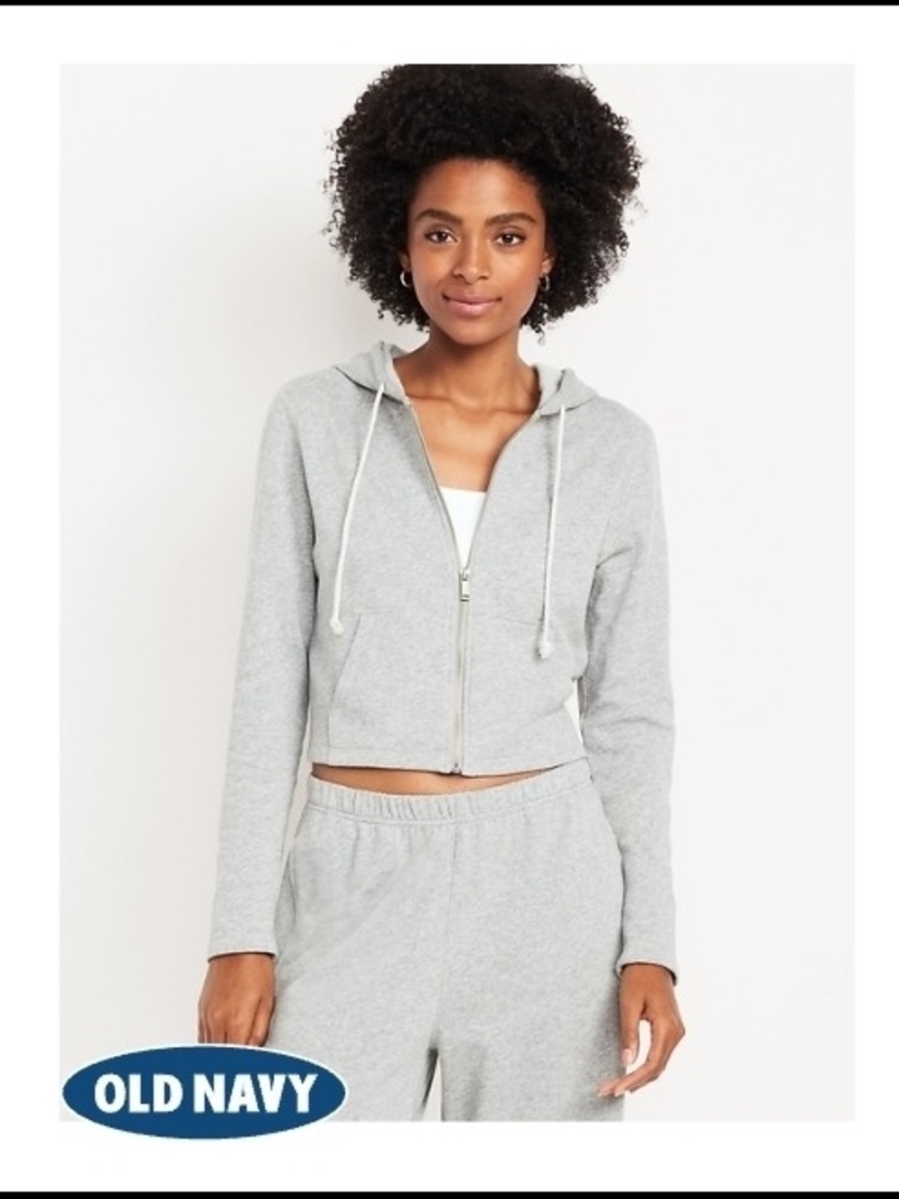 Like New | Old Navy Heather Gray Cropped Zip Hoodie | Size Medium